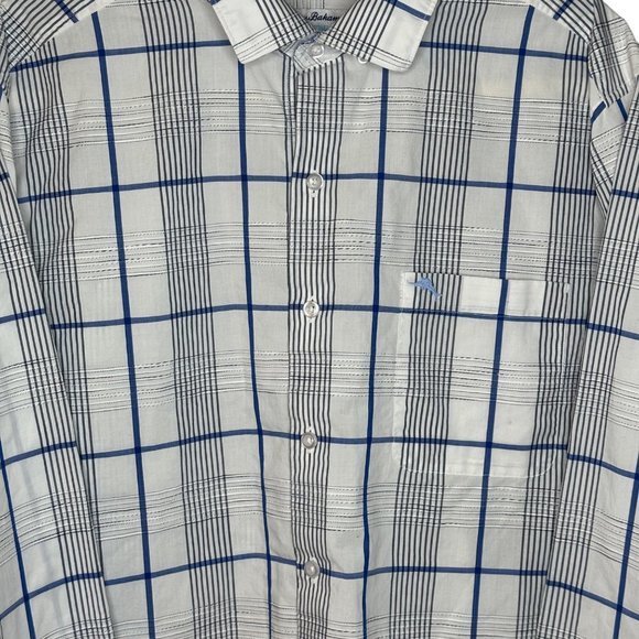 Tommy Bahama Island Zone Blue Check Window Pane Textured Button Shirt Size L - Picture 5 of 6